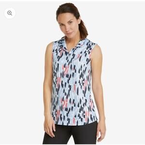 NWT PUMA Golf UPF40 Cloudspun sleeveless polo shirt - serenity rose - MEDIUM